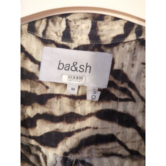 RTR Sz medium ba&sh Isaac Cream Brown Zebra Animal Print Button Up Blouse Shirt - Picture 4 of 6